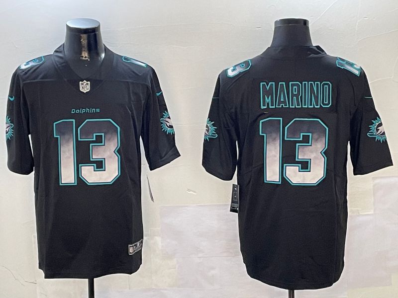 Men Miami Dolphins #13 Marino Black Nike Smoke Fashion 2024 Limited NFL Jersey style 2->new orleans saints->NFL Jersey